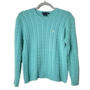 Ralph Lauren | Women's Vintage Aqua Blue Cable Knit Pullover Sweater | sz M